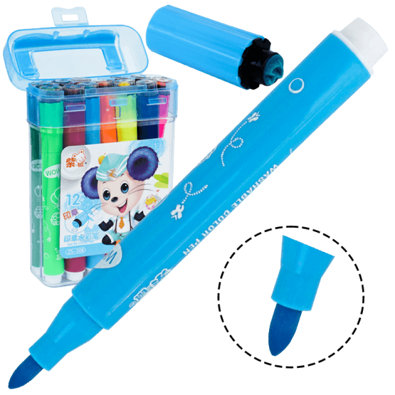 Carioci scolare cu stampile 12 culori/set